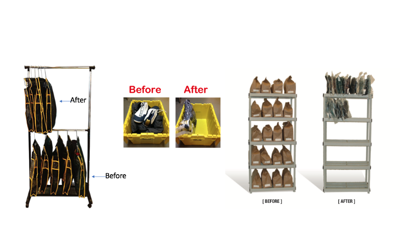 Before and after pictures of jail clothing storage